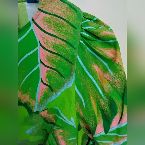 Farm RIO TROPICAL PRINT PUFF SLEEVE DRESS XL - Picture 4 of 5